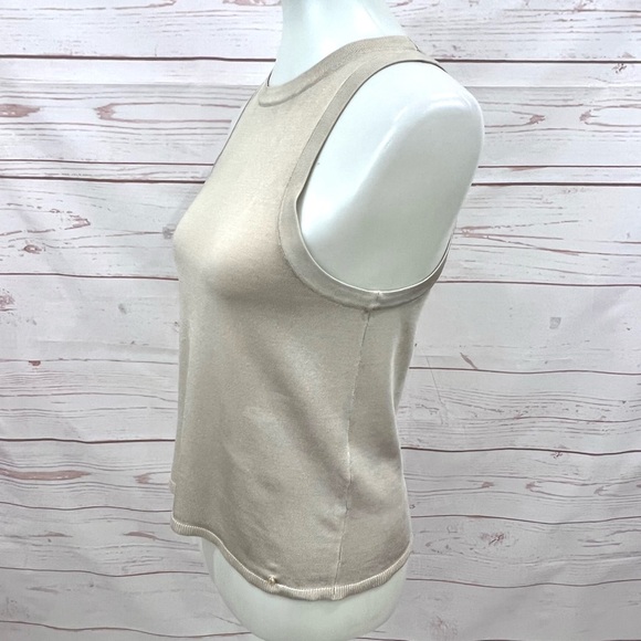 Anine Bing Sleeveless Noel Sweater Knit Tank Top Champagne Beige - Picture 4 of 15